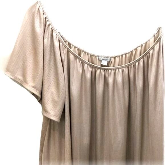Urban Outfitter Crop Top Womens Sz L Flowy Short Sleeve Shimmery Scoop Neckline - Picture 4 of 4